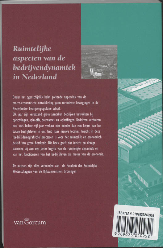 Achterkant van Ruimtelijke aspecten van de bedrijvendynamiek in Nederland