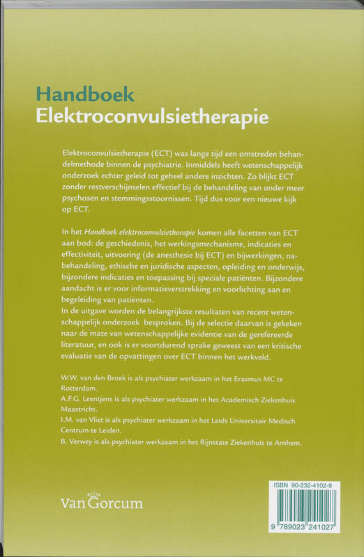 Achterkant van Handboek elektroconvulsietherapie