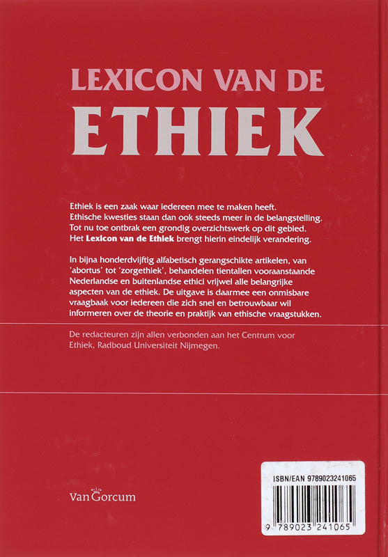 Achterkant van Lexicon van de ethiek