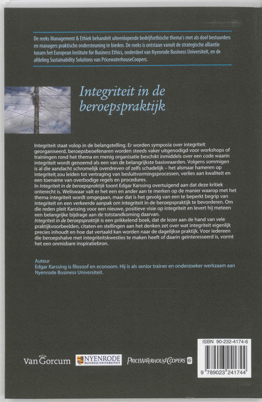 Achterkant van Integrititeit in de beroepspraktijk