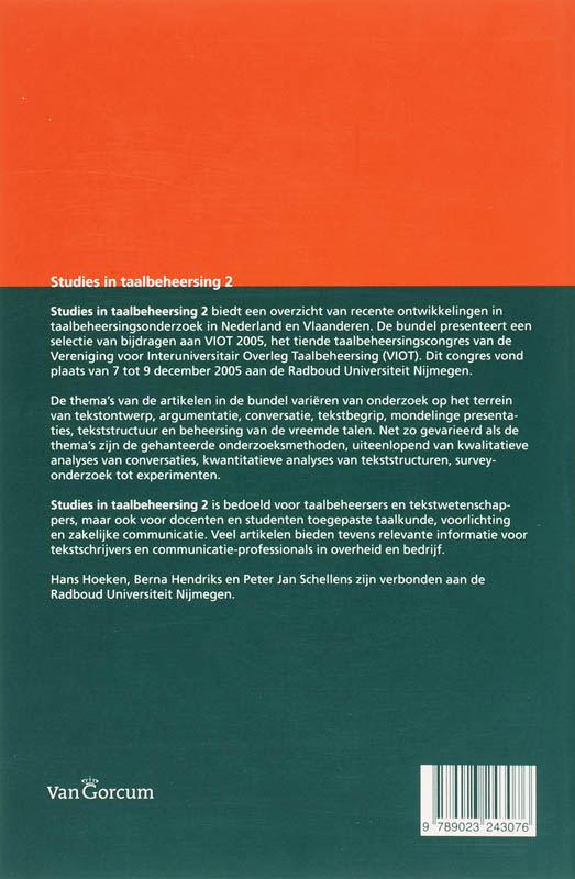 Achterkant van Studies in Taalbeheersing 2