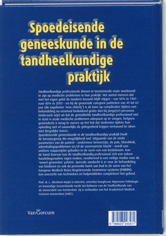 Achterkant van Spoedeisende geneeskunde in de tandheelkundige praktijk