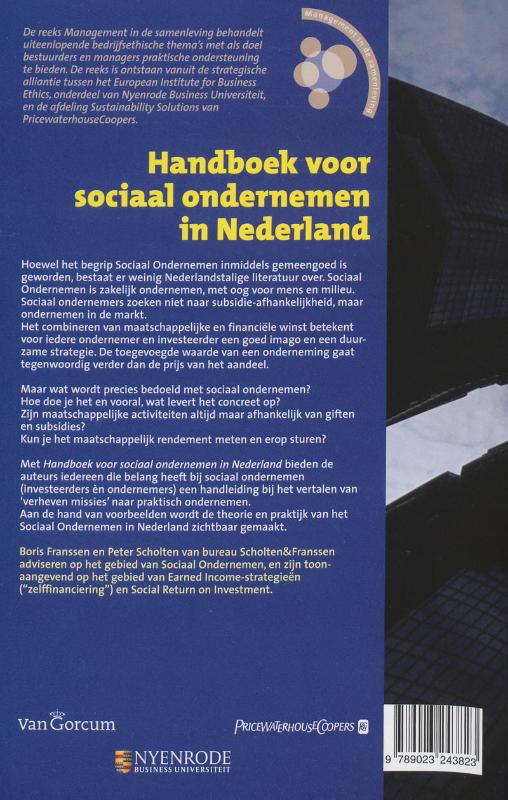 Achterkant van Handboek voor sociaal ondernemen in Nederland