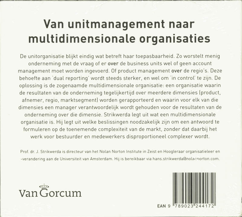 Achterkant van Van unitmanagement naar multidimensionale organisaties