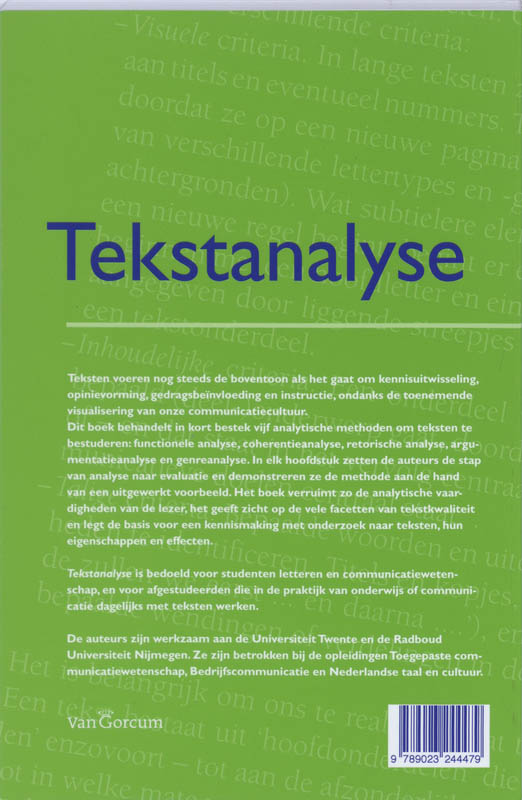 Achterkant van Tekstanalyse