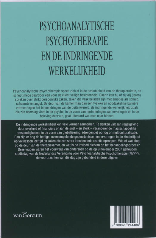 Achterkant van Psychoanalytische psychotherapie en de indringende werkelijkheid