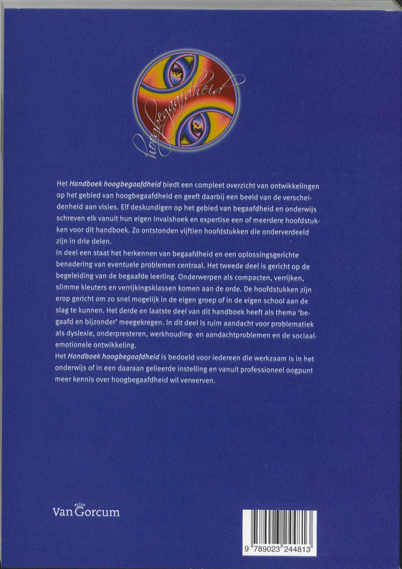 Achterkant van Handboek Hoogbegaafdheid