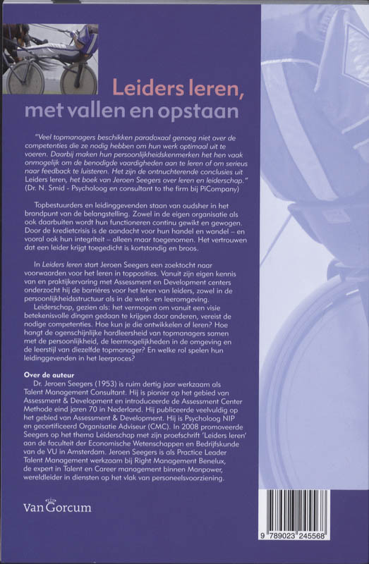 Achterkant van Leiders leren, met vallen en opstaan