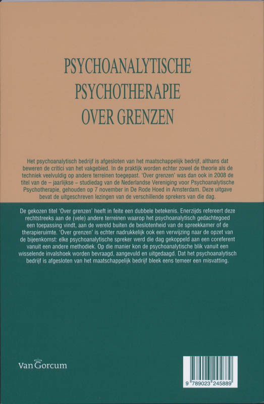 Achterkant van Psychoanalytsiche psychotherapie over grenzen