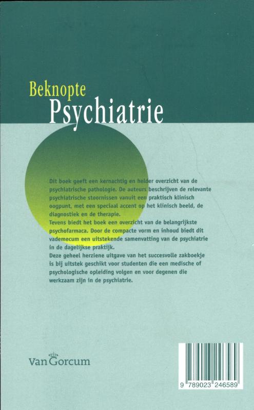 Achterkant van Beknopte psychiatrie