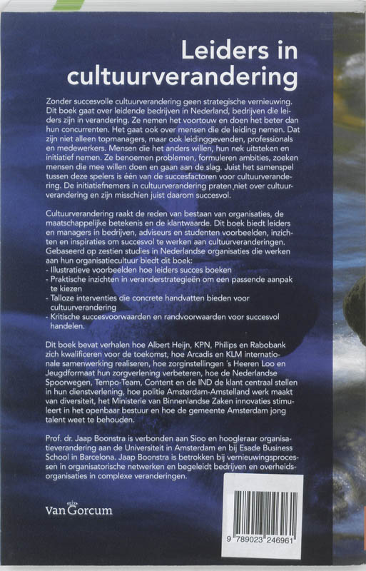 Achterkant van Leiders in cultuurverandering