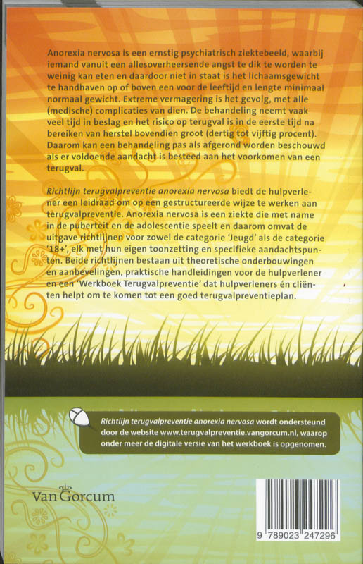 Achterkant van Richtlijn terugvalpreventie anorexia nervosa