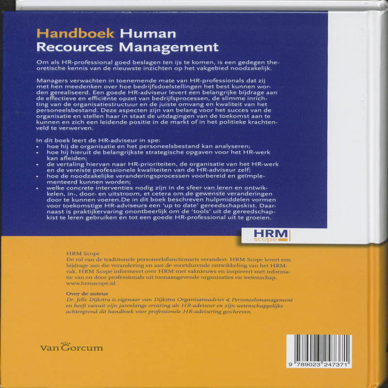 Achterkant van Handboek Human Resources Management