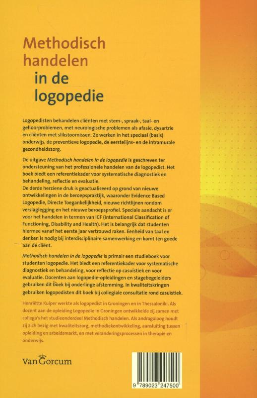 Achterkant van Methodisch handelen in de logopedie