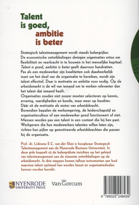 Achterkant van Talent is goed ambitie is beter