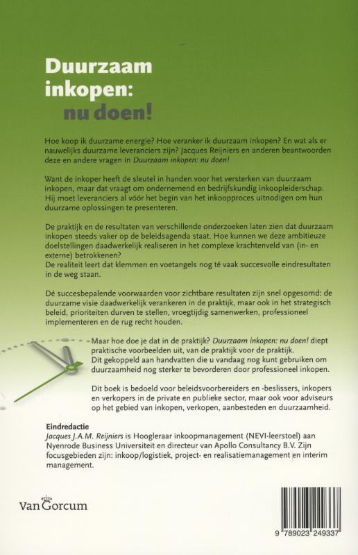 Achterkant van Duurzaam inkopen: nu doen!