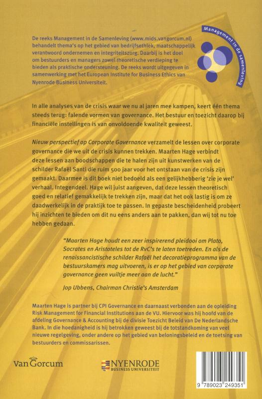 Achterkant van Nieuwe perspectief op corporate governance