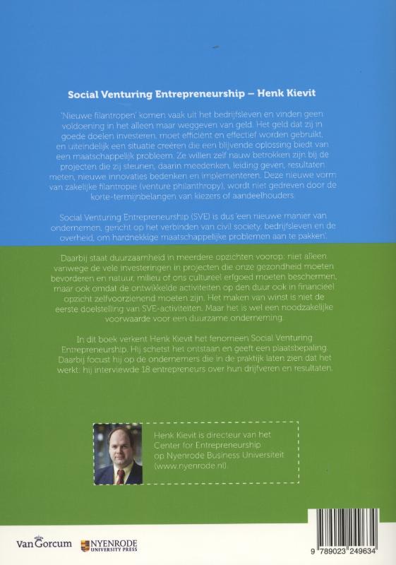Achterkant van Social venturing entrepreneurship