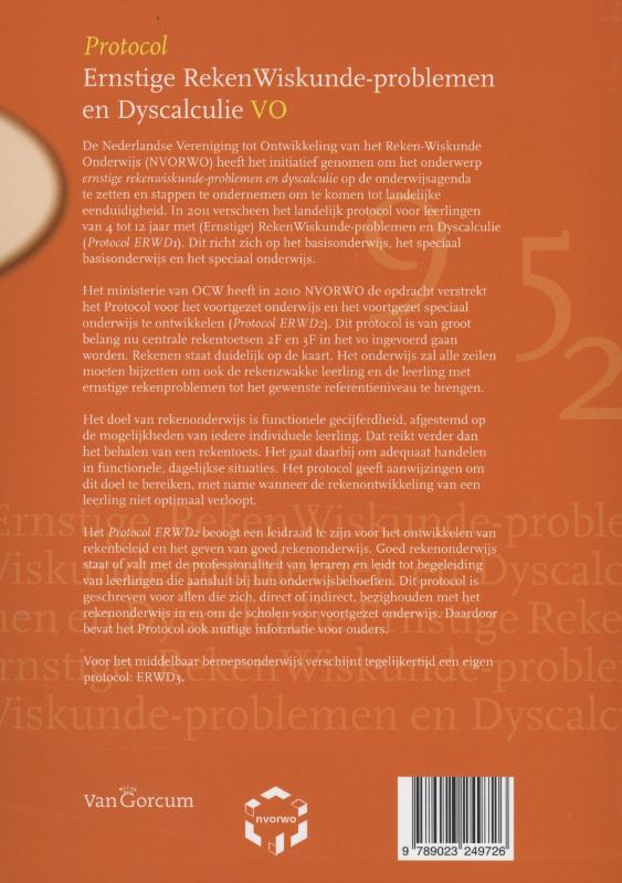 Achterkant van Protocol ernstige rekenWiskunde-problemen en dyscalculie