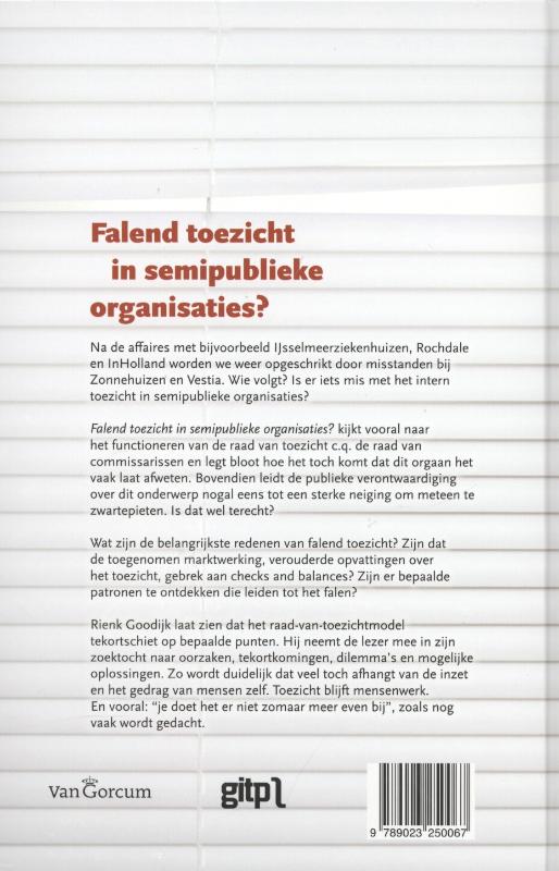 Achterkant van Falend toezicht in semipublieke organisaties