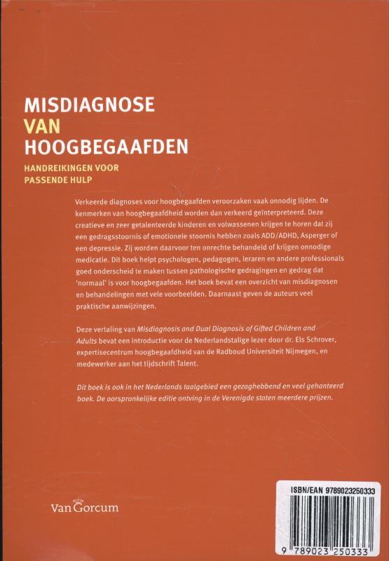 Achterkant van Misdiagnose van hoogbegaafden
