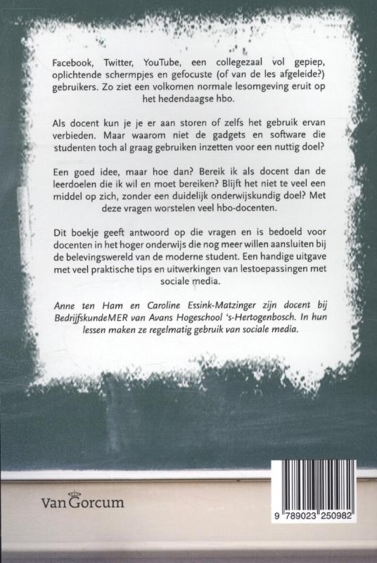 Achterkant van Sociale media in het hoger onderwijs