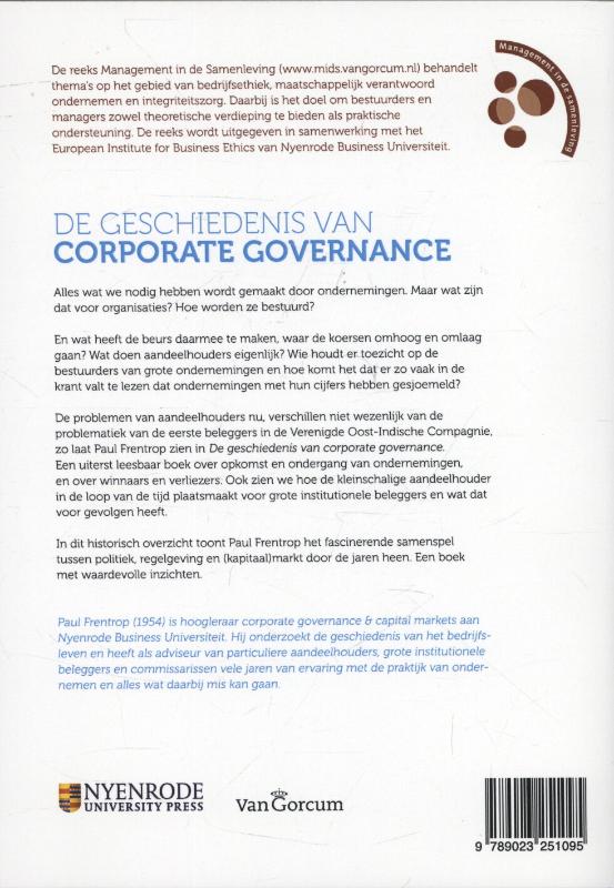 Achterkant van De geschiedenis van corporate governance