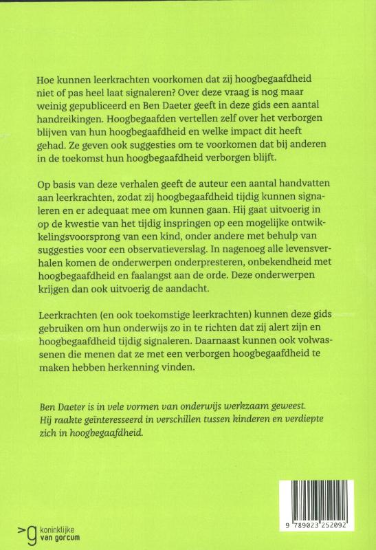Achterkant van Verborgen hoogbegaafdheid