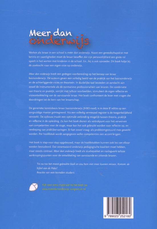 Achterkant van Meer dan onderwijs