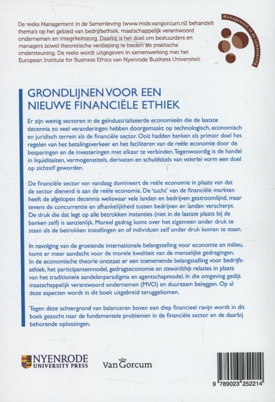 Achterkant van Grondlijnen voor een nieuwe financiele ethiek