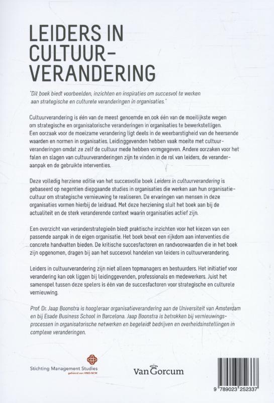 Achterkant van Leiders in cultuurverandering
