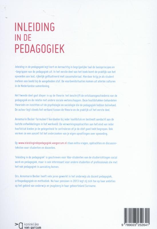 Achterkant van Inleiding in de pedagogiek