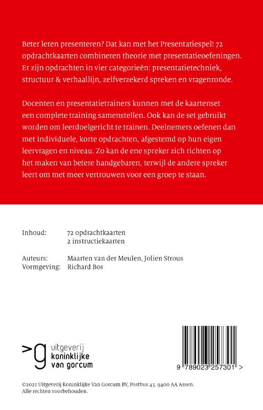 Achterkant van Presentatiespel