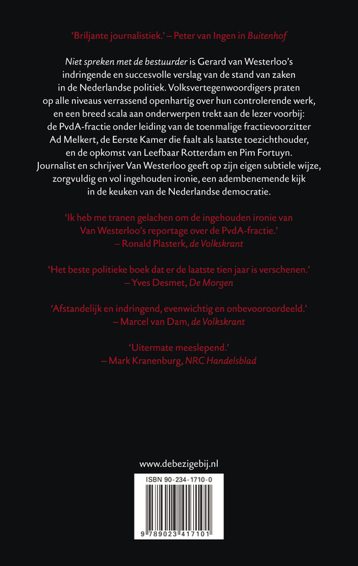 Achterkant van Niet spreken met de bestuurder
