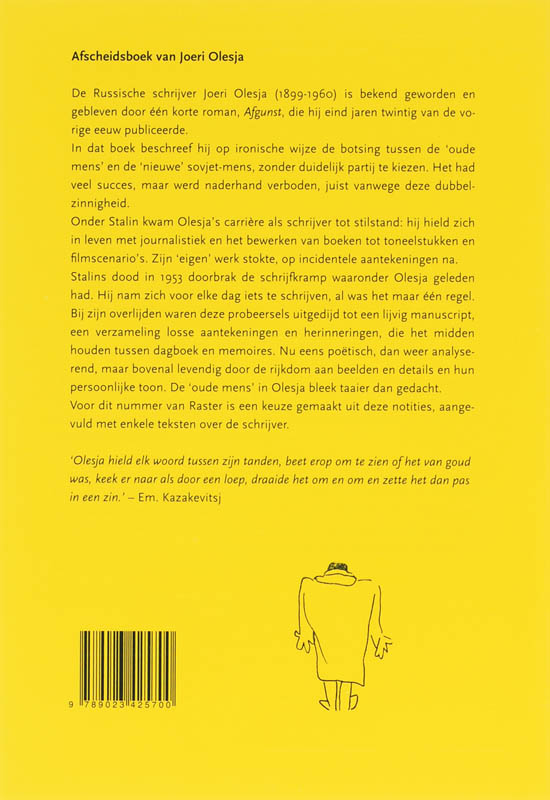 Achterkant van Afscheidsboek Joeri Olesja