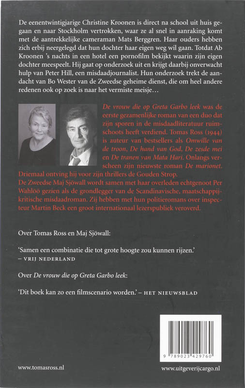 Achterkant van De vrouw die op Greta Garbo leek