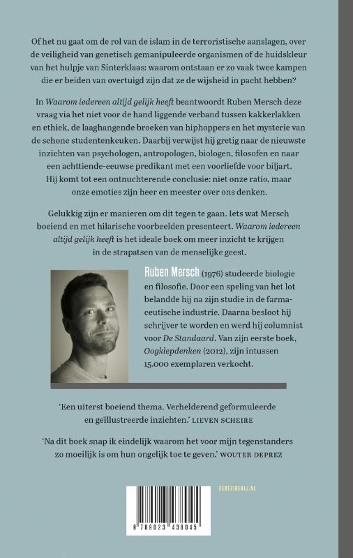 Achterkant van Waarom iedereen altijd gelijk heeft