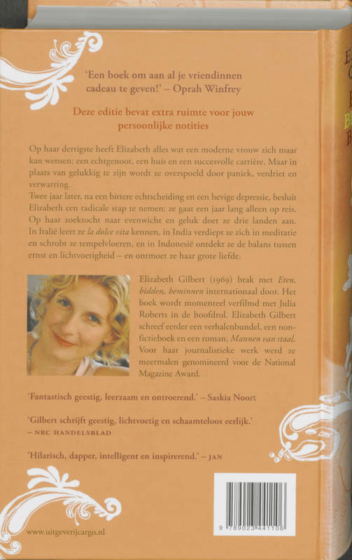 Achterkant van Eten, bidden, beminnen