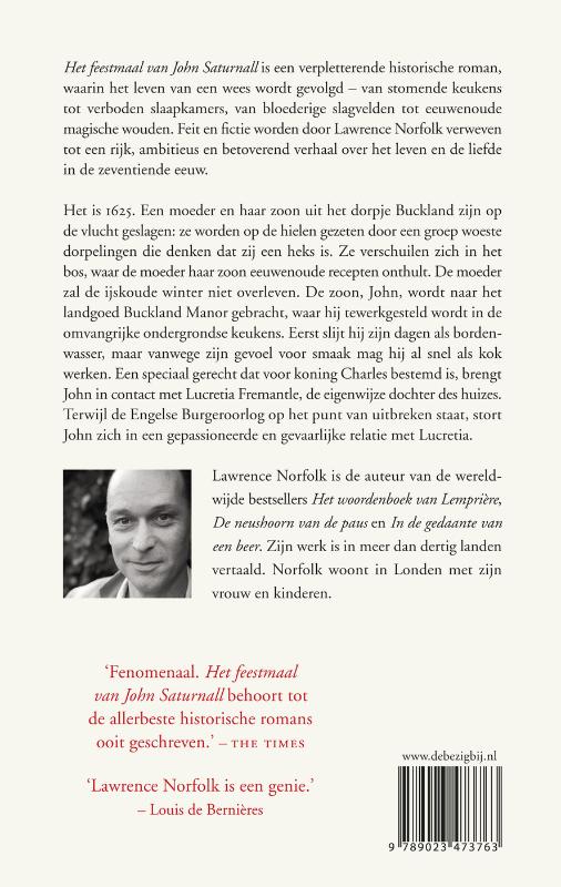 Achterkant van Het feestmaal van John Saturnall