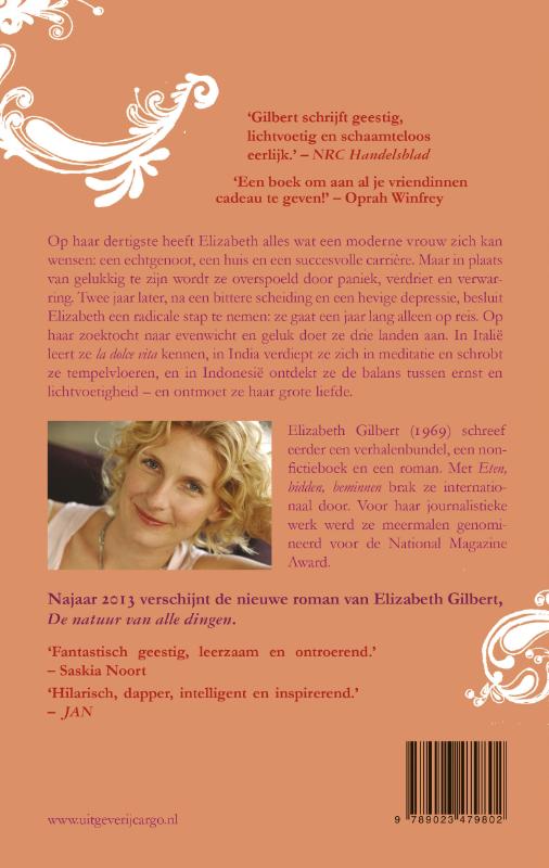 Achterkant van Eten, bidden, beminnen