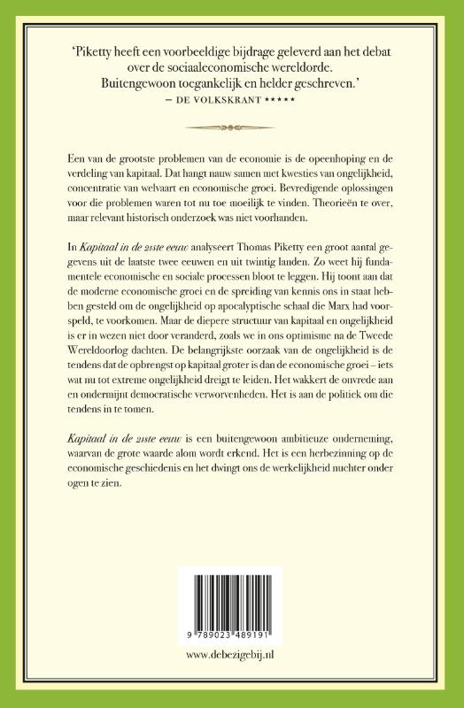 Achterkant van Kapitaal in de 21ste eeuw