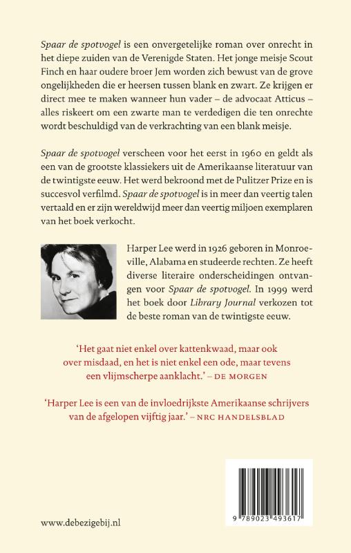 Achterkant van Spaar de spotvogel