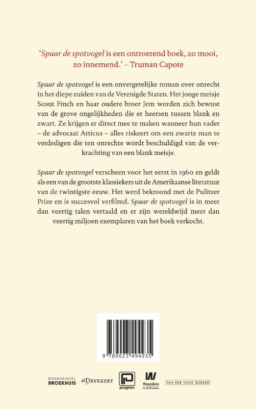 Achterkant van Spaar de spotvogel