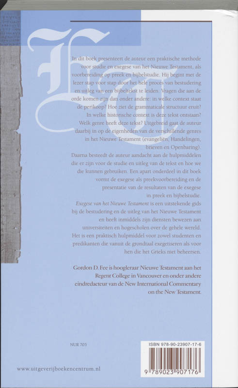 Achterkant van Exegese van het Nieuwe Testament
