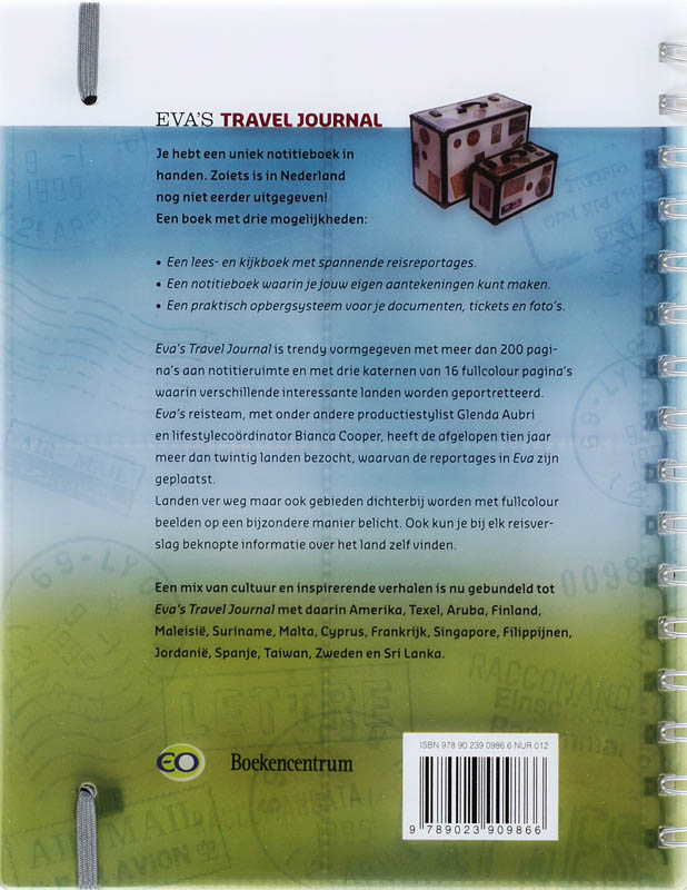 Achterkant van Eva's Travel Journal