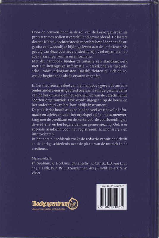 Achterkant van Nieuw handboek voor de kerkorganist