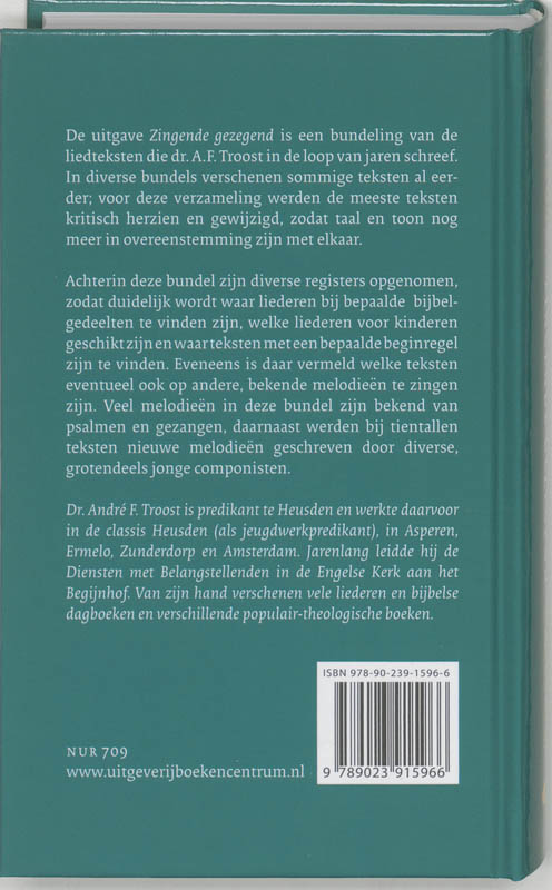 Achterkant van Zingende gezegend