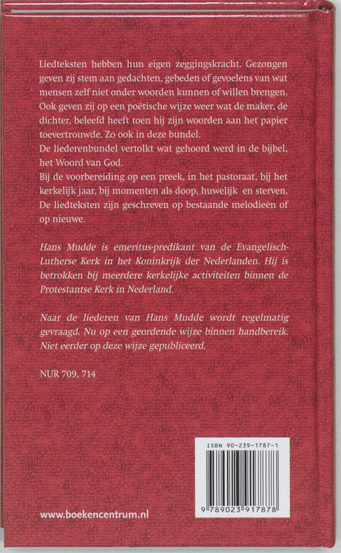 Achterkant van Op de wijze van het lied