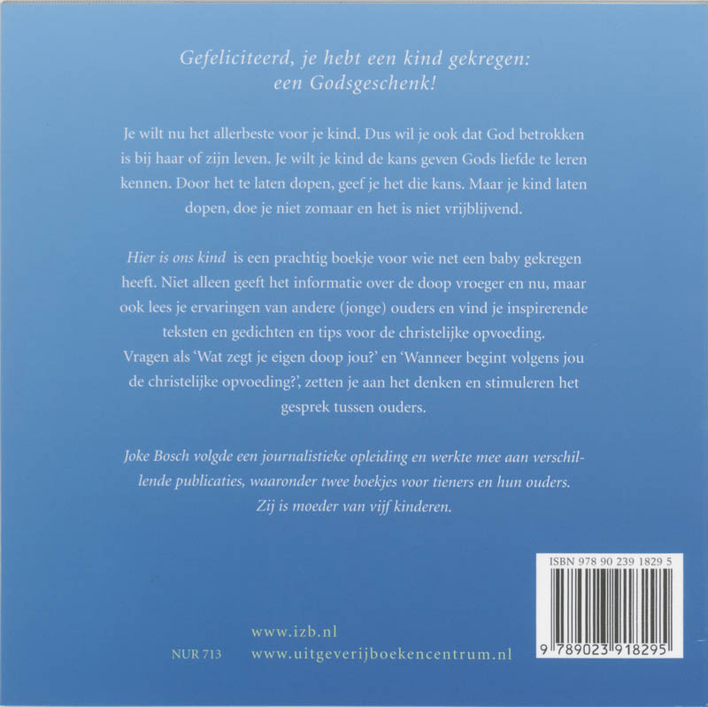 Achterkant van Hier is ons kind