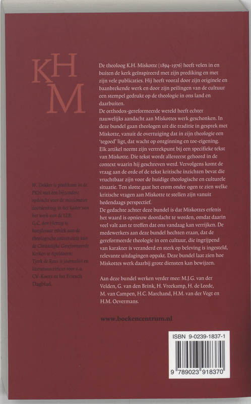 Achterkant van Het tegoed van K.H. Miskotte